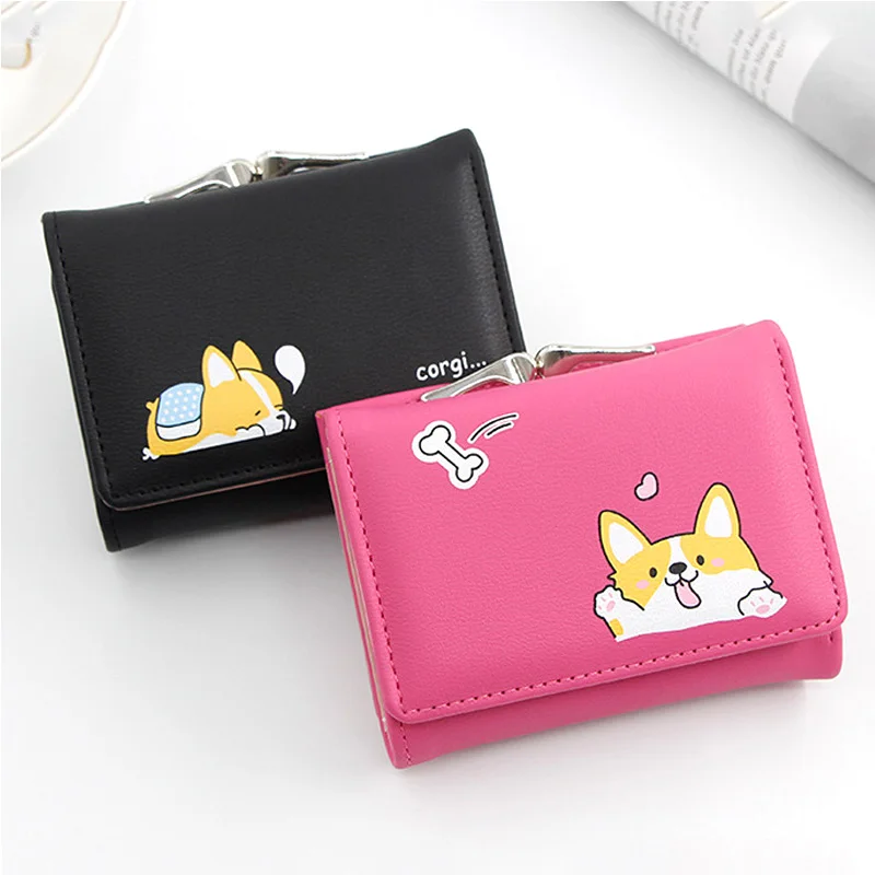 Новые женские маленькие кошельки Cartera Mujer Cute Corgi Doge дизайнерские из искусственной
