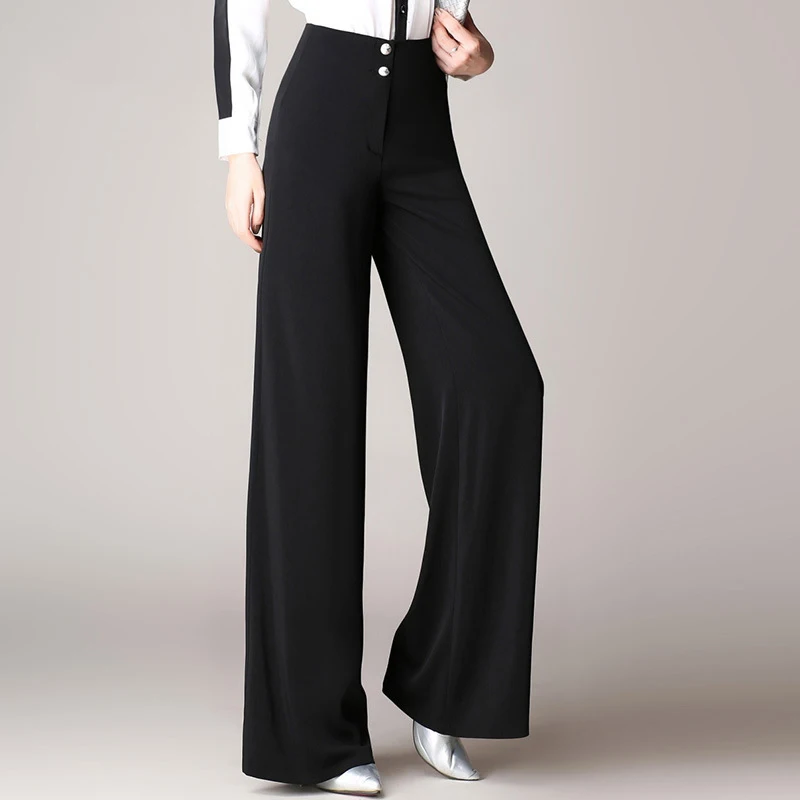 

Latin Dance Dress Female Ballroom Dance Dancing Pants Performing Trousers Classic Black Wide Leg Cha Cha Pants Adult Outfit 538