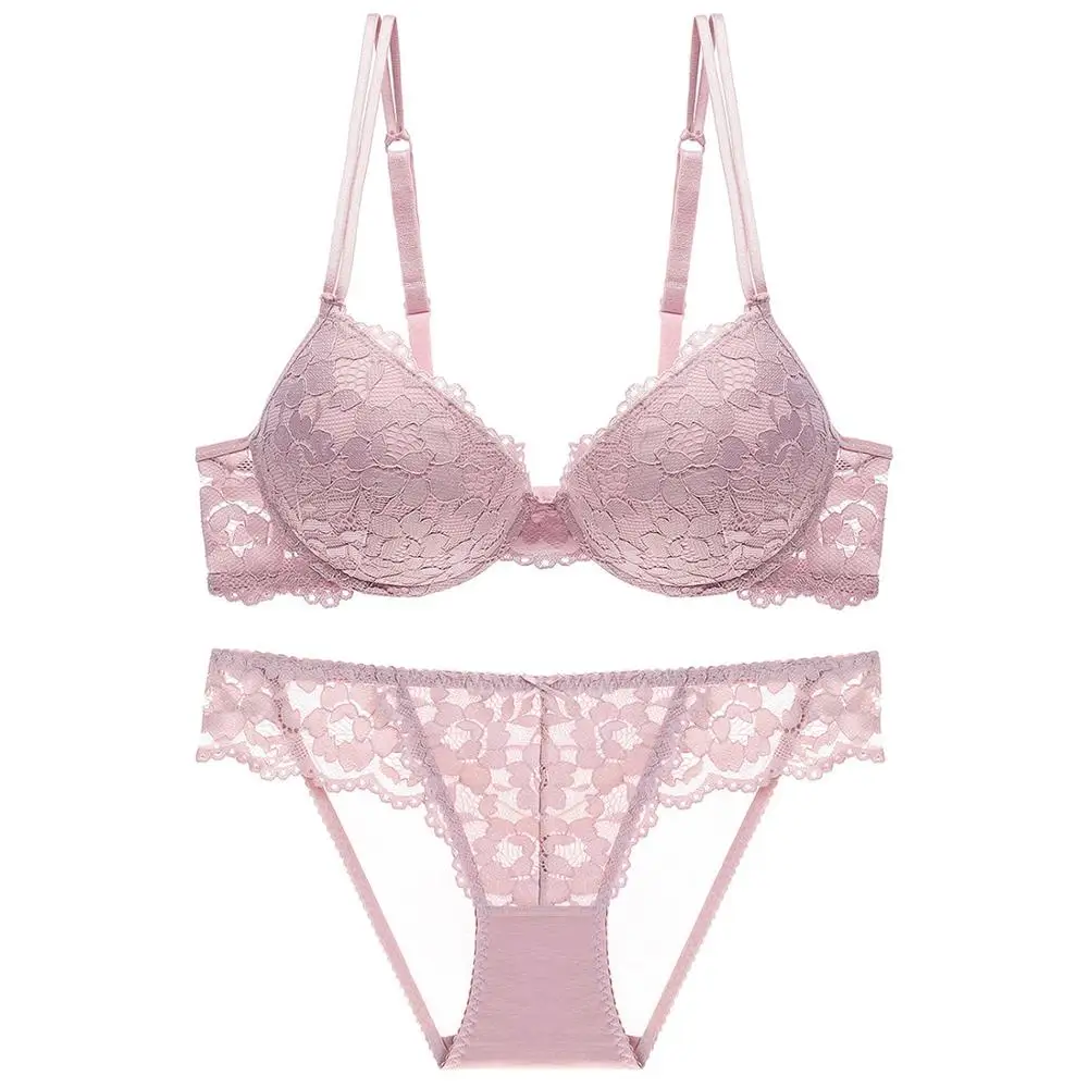 

SXTHAENOO Fashion Sexy Lace Bra Set Women Underwear Set Push Up Bra Set Sexy Lcae Briefs Lingerie 3/4 Cup