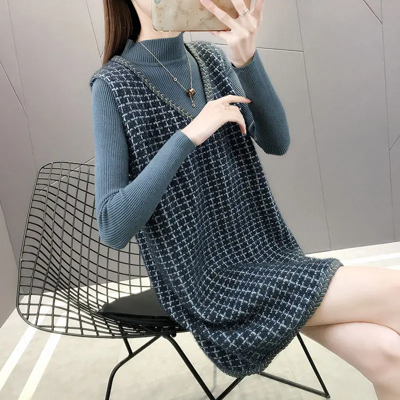 

2021 Women Spring Autumn Sweater Vest Sleeveless V-Neck Knitted Vests Long Sections Pullover Vest Female Jumper Pull Femme Y669