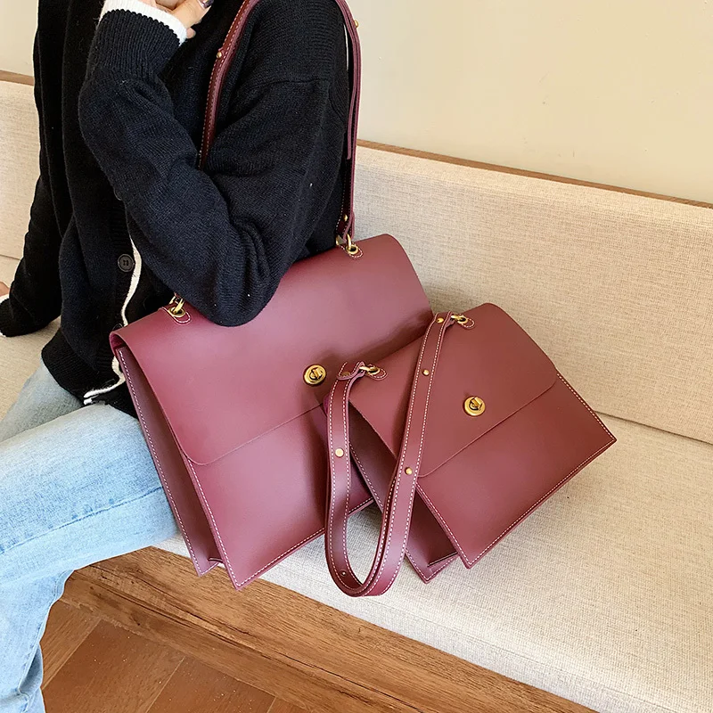 Модные женские сумки однотонные Большие на плечо Повседневные Классические