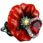 Эмалированные глазурованные кольца ручной росписи для женщин большая красная роза цветок сердце кристалл свадебное кольцо Модные ювелирные изделия в стиле бохо 2021