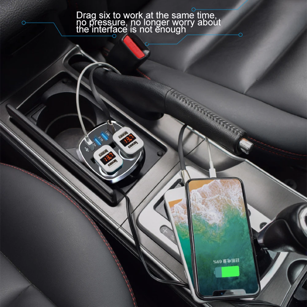 4 USB автомобильный держатель для чашки Адаптер 120 Вт 7.2A один два прикуривателя