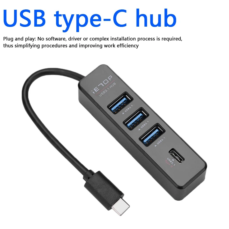 4 порта типа C концентратор Высокоскоростной 5 Гбит/с USB 3 1 0 сплиттер для