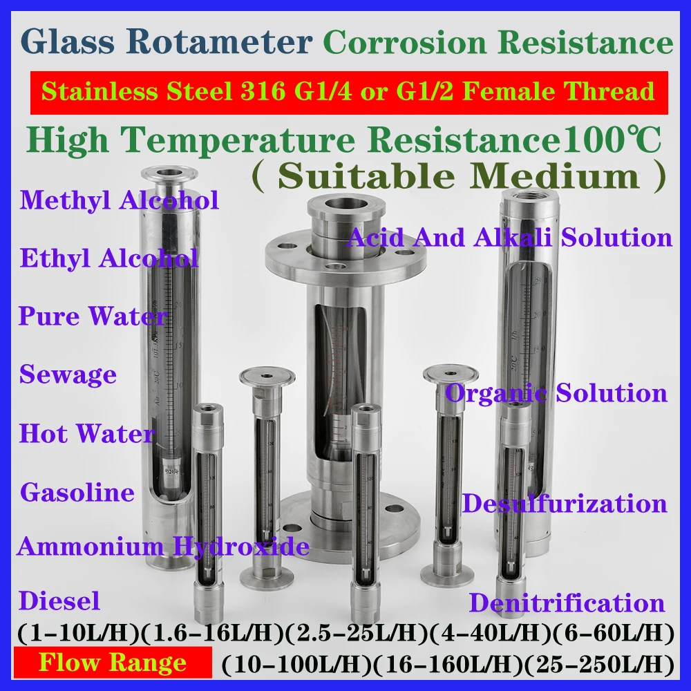 LZB WS нержавеющая сталь 316L стеклянный ротаметр расходомер жидкости|Расходомеры| |