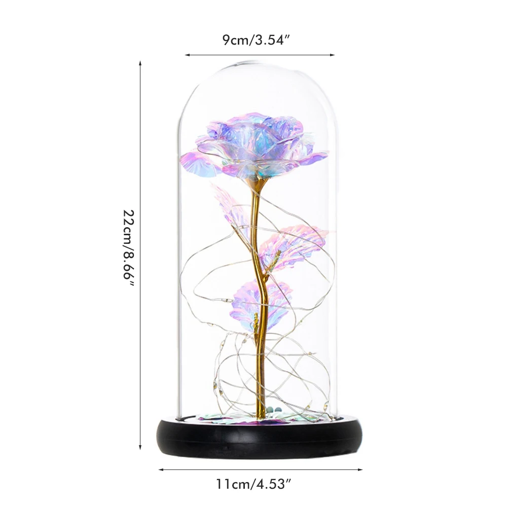 

LED Light Creative Luminous Mother'S Day Gift Clear Vases Glass Flower Display Cloche Cover Home Decor Lamp For Mom
