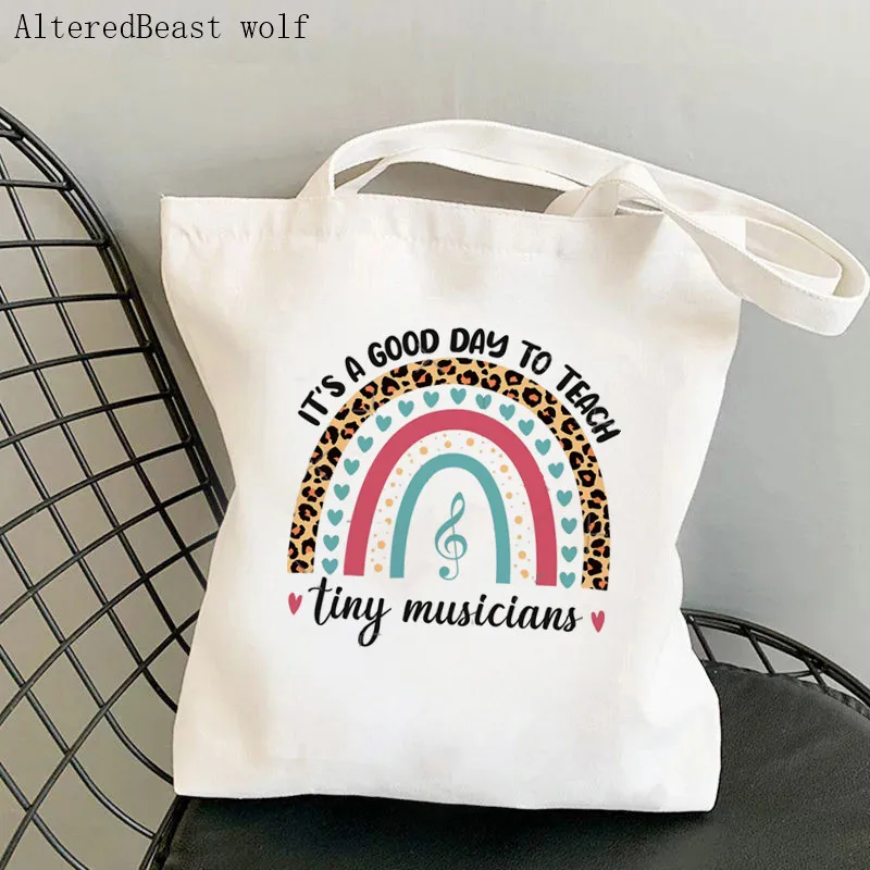 

Women Shopper bag Tiny musicians Printed Kawaii Bag Harajuku Shopping Canvas Shopper Bag girl handbag Tote Shoulder Lady Bag