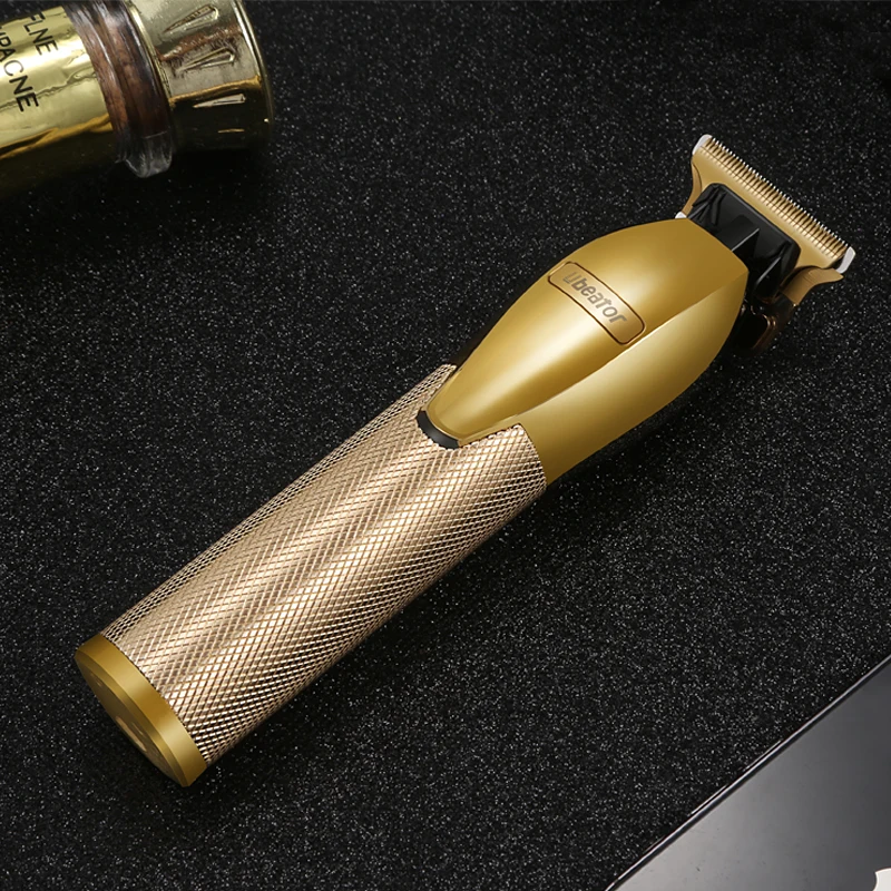 Gold Metal Barbershop Shaving T-blade Pro Outline Hair ClipperTrimmer Haircut Electric Rechargeable Barber Shaver for Men Kids |