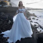 Свадебное платье в стиле бохо на тонких бретельках, ТРАПЕЦИЕВИДНОЕ кружевное пляжное платье принцессы для невесты из двух частей, свадебное платье, новинка 2022