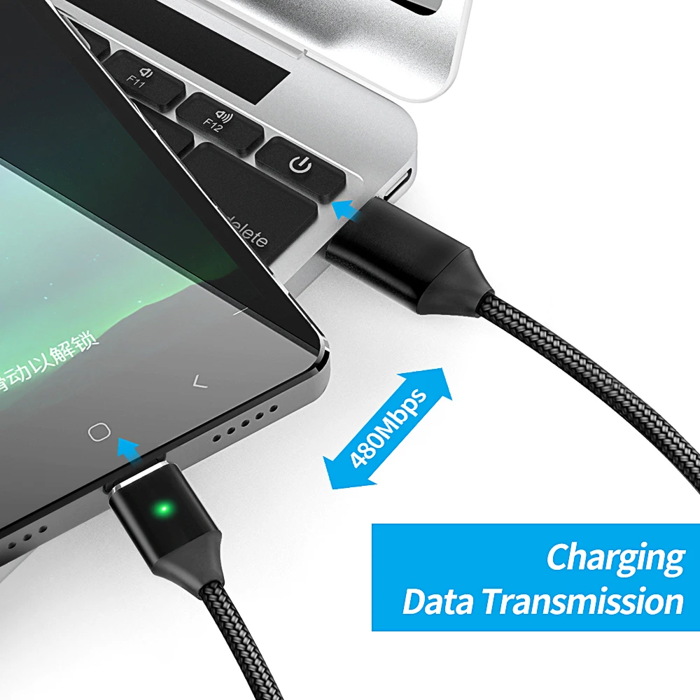 Магнитный нейлоновый Плетеный Micro USB кабель для быстрой зарядки и синхронизации