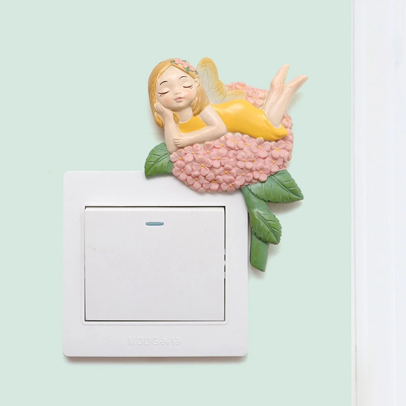 Flower Girl Switch Sticker Wall Decor Miniature Resin Home Light Decals Rose | Обустройство дома