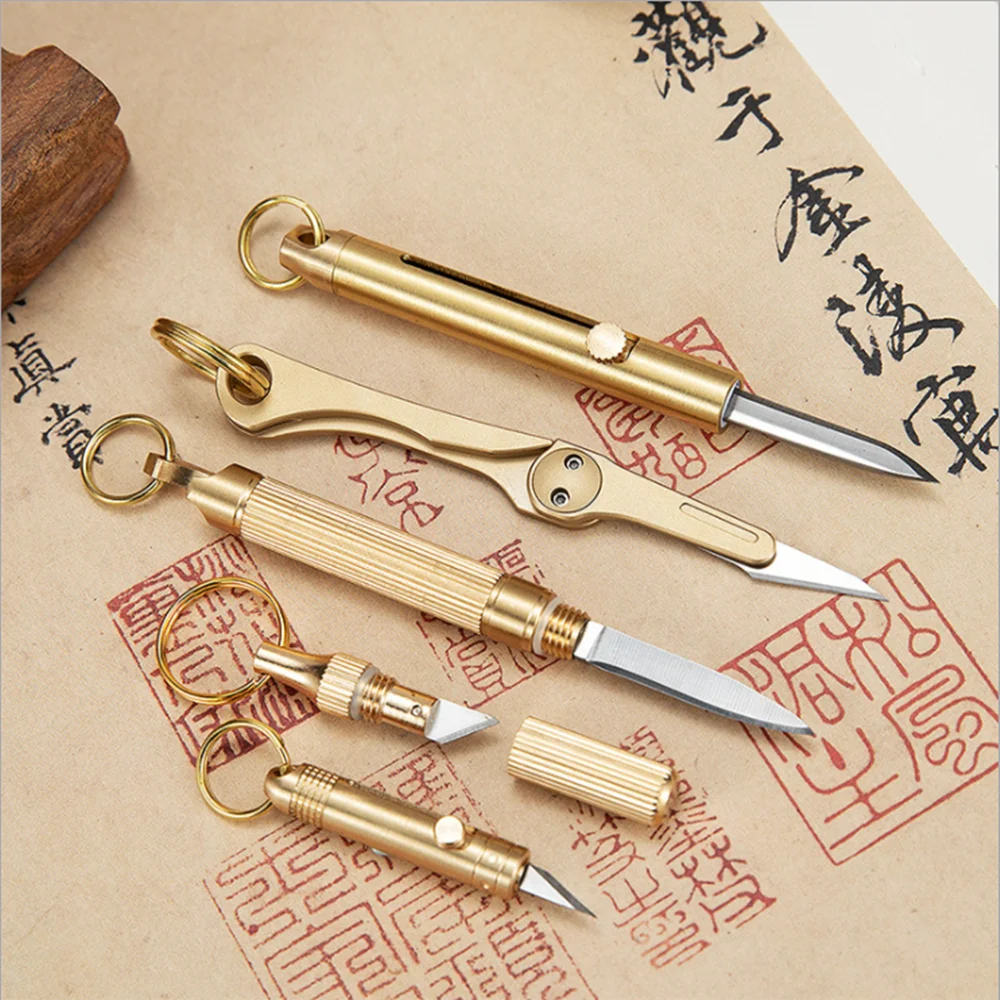 

1PCS NEW Brass Knife Stainless Steel Blade More Style Multi-Function Portable Pendant Pocket Key Ring