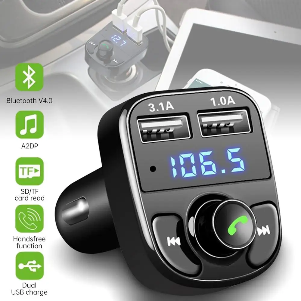 

Multifunctional Bluetooth FM Transmitter for Car with Dual 3.1A USB Charging Ports Hands-Free Car Charger Radio Receiver MP3