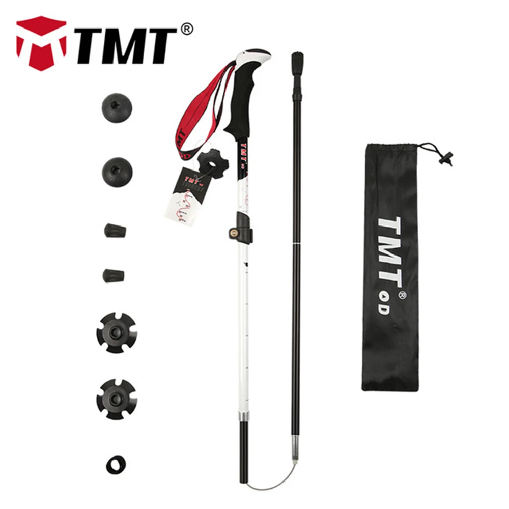 

TMT 5 Fold Trekking Poles Hike Walking Stick Mount Everest Cane Aluminum Ski Camp Telescopic Baton Outdoor Hiking Poles Crutches