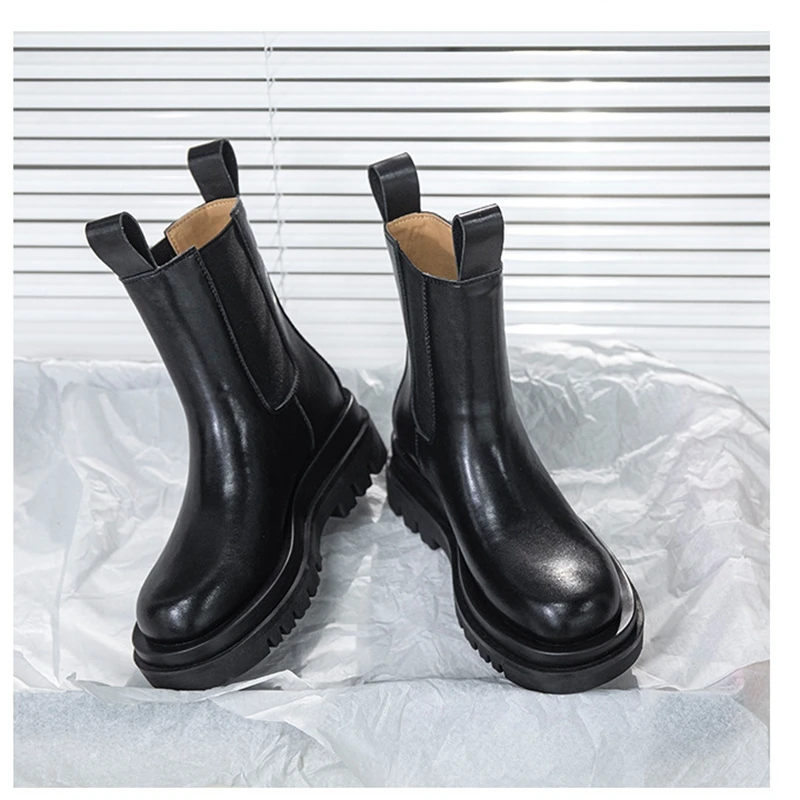 

Leather boots autumn and winter platform shoes long tube short tube Cavalier Chelsea Martin boots women shoes Ladies boot goth