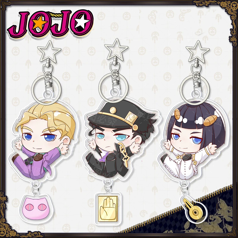 

Anime JoJo's Bizarre Adventure Kujo Jotaro Cosplay Acrylic Pendants Keychains Kira Yoshikage Cartoon Keychain Bags Pendant Props