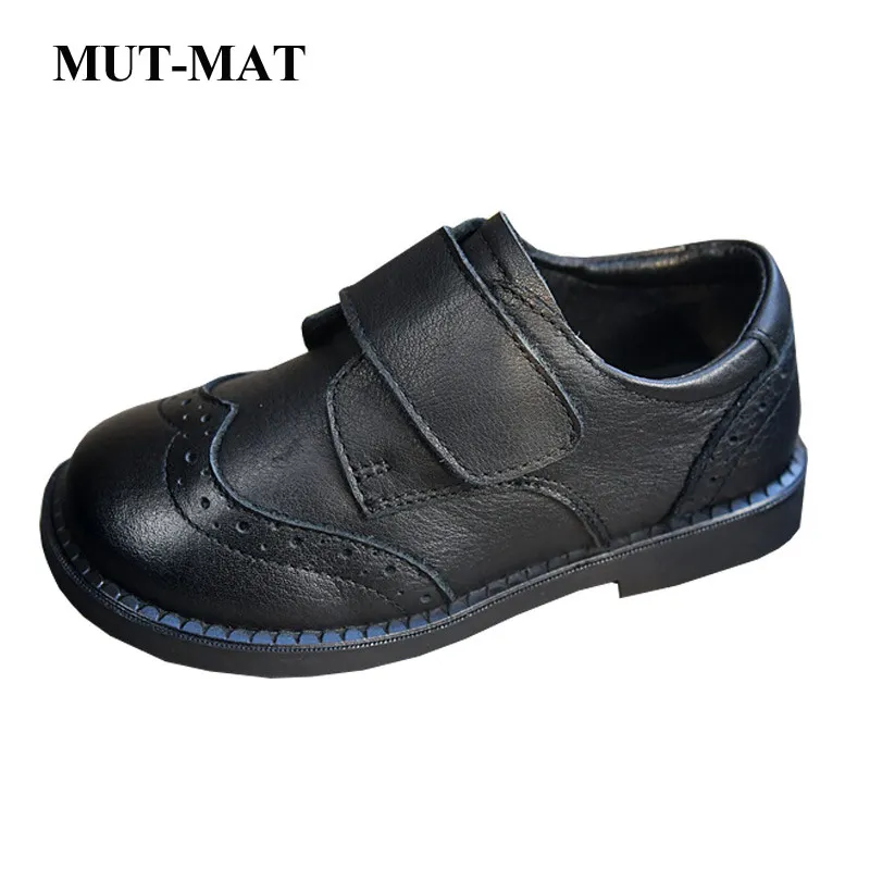 

Туфли детские кожаные для мальчиков и девочек, повседневная обувь для выступлений, на весну и осень, черные