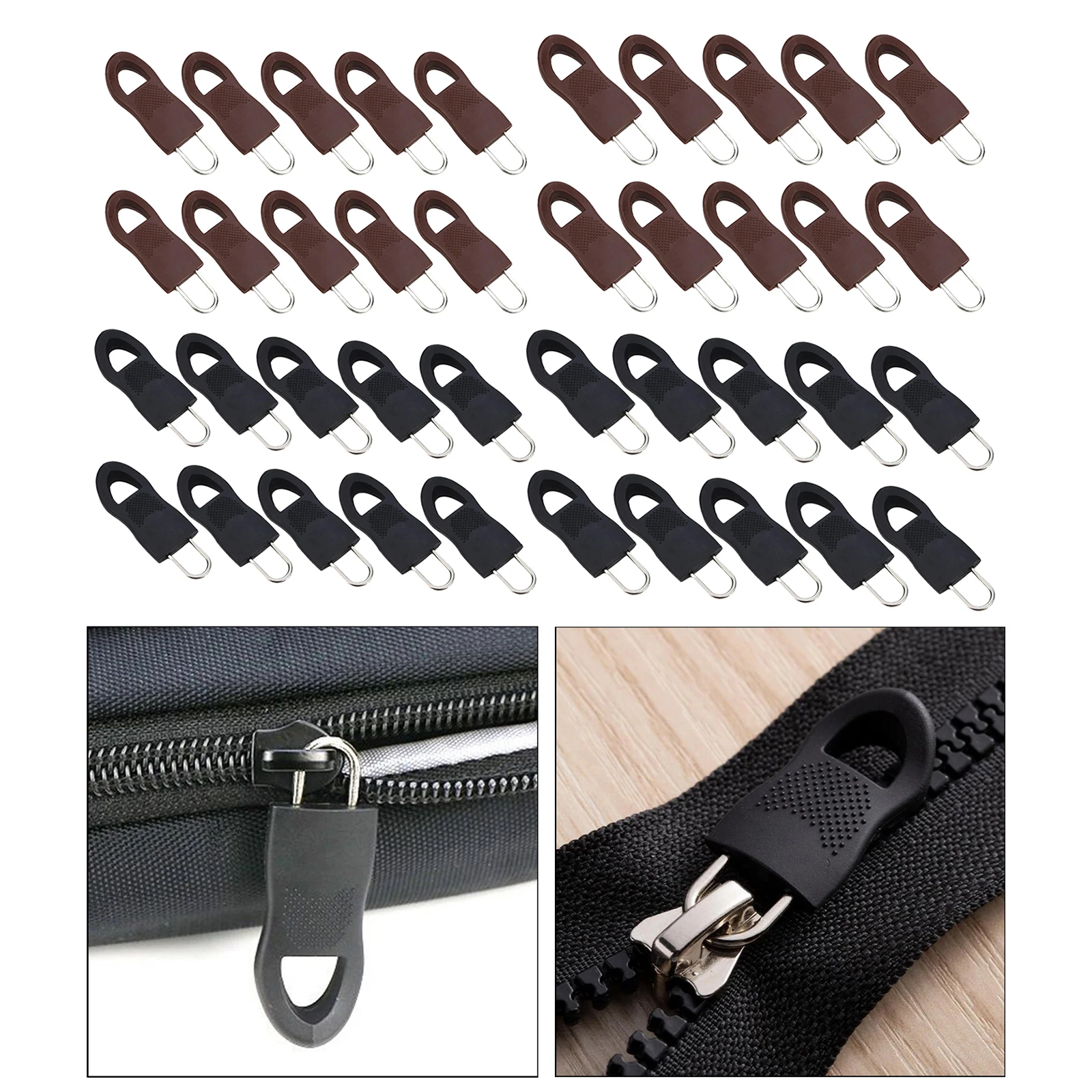 

10x Black Detachable Zip Fixer Zipper Tags Repair Pull Tab for Clothing Bags