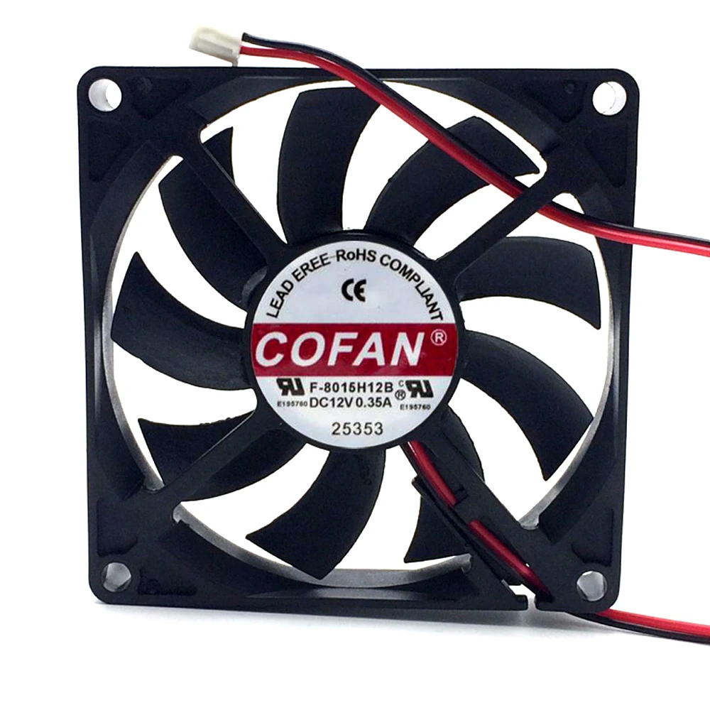 Для COFAN F-8015H12B DC 12V 0.35A 80x80x15mm 2-провода Сервер вентилятор охлаждения