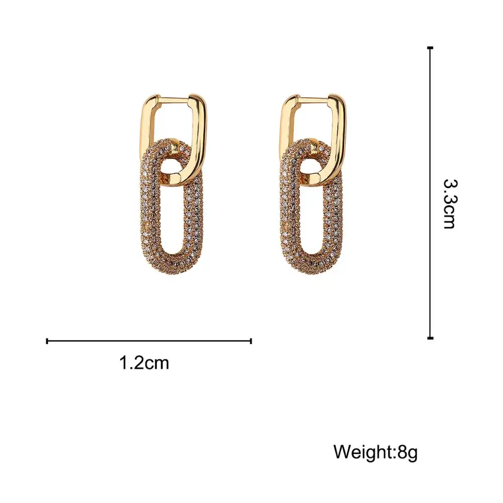 

AMORCOME New Geometric Hoop Earrings Gold Color Shiny CZ Zircon Paved Huggie Earrings for Women Fashion Jewelry Brincos 2020