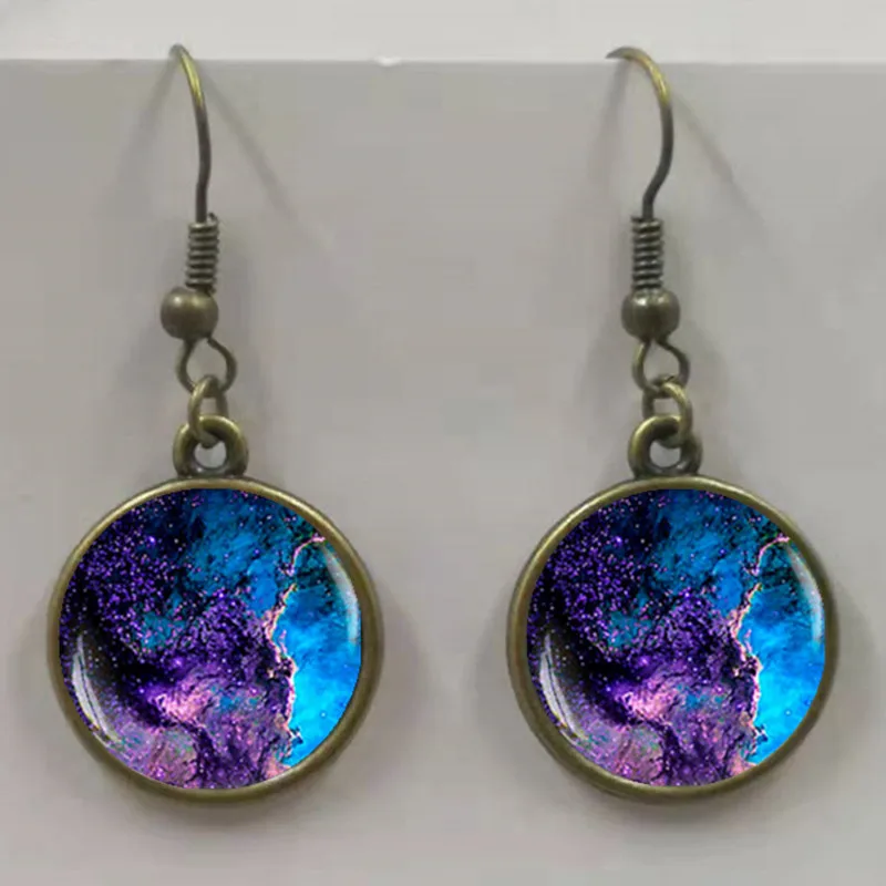 Женские серьги-небула из астрономического стекла
