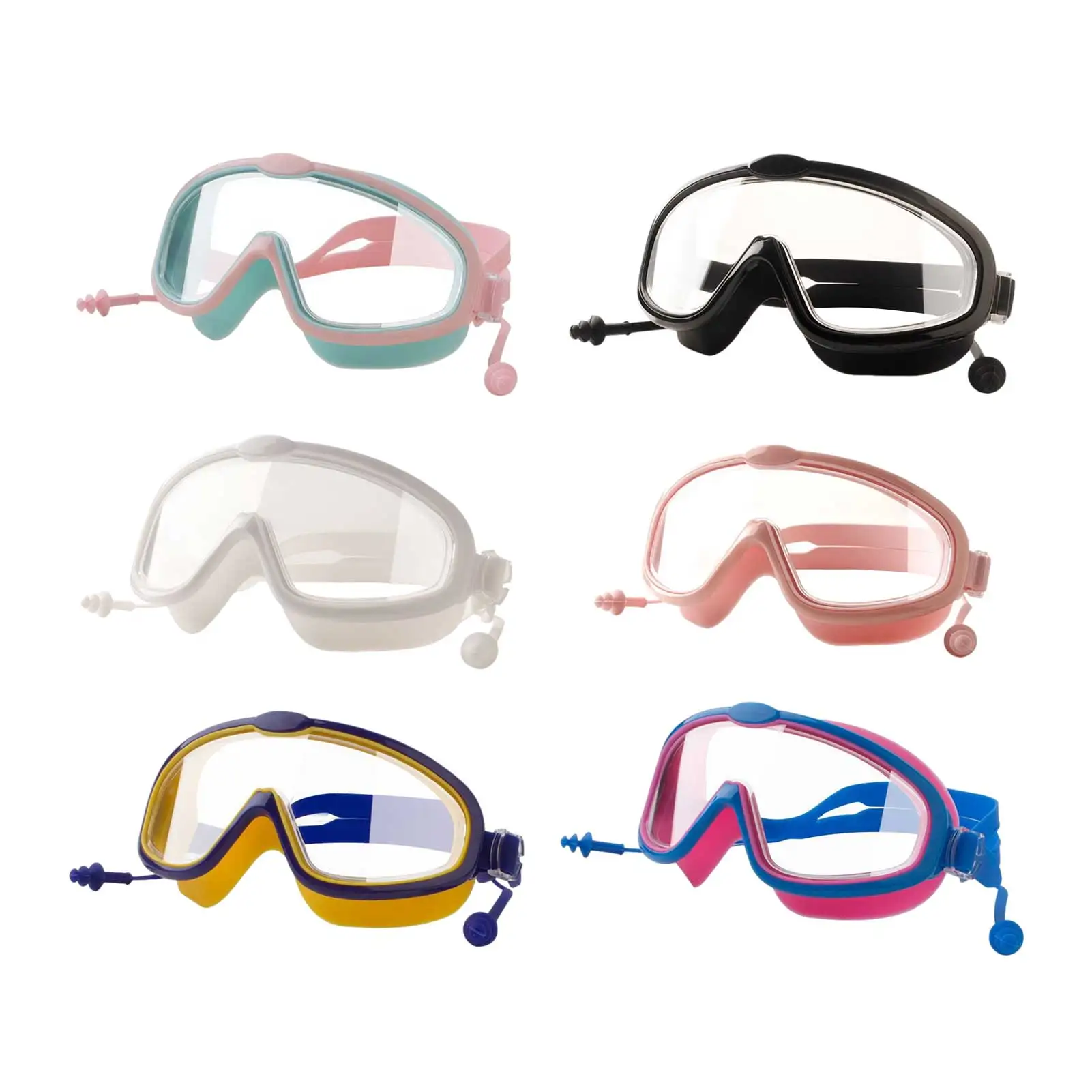 

Children 3D Silicone Swimming Goggles Anti-Fog Clear Vision Waterproof Swim Glasses With Earplug For Children Aged 4-15