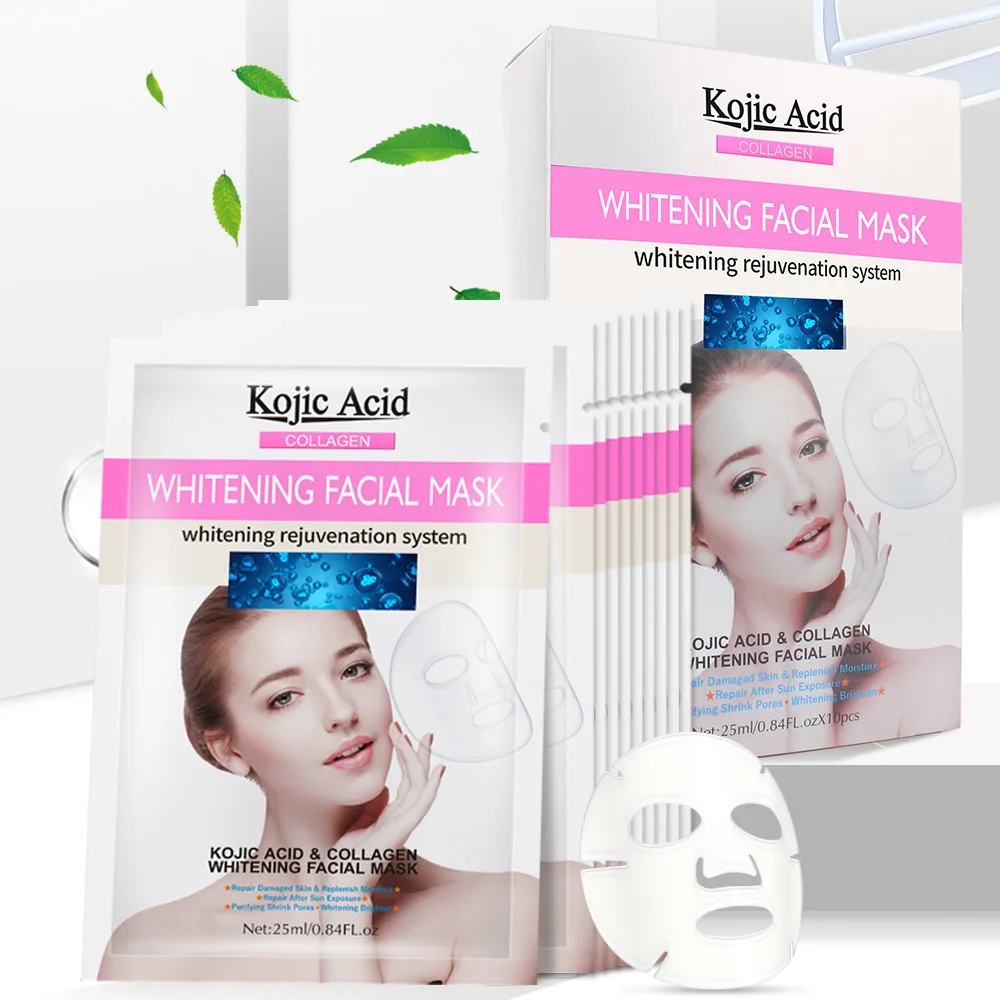 

5PCS Wrapped Mask Kojic Acid Collagen Whitening Facial Pack Face Mask Depth Replenishment Improves Dull Skin Soften Face Care