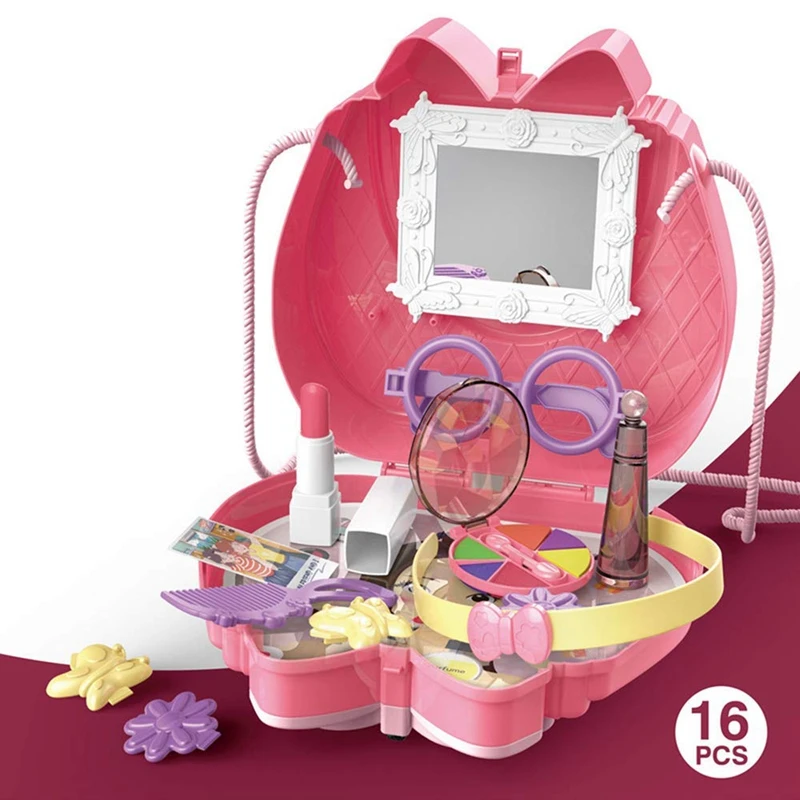

Simulation Play House Plastic Toy Set Children Pretend Makeup Play House Shoulder Messenger Bag Toy for 3 Year Olds
