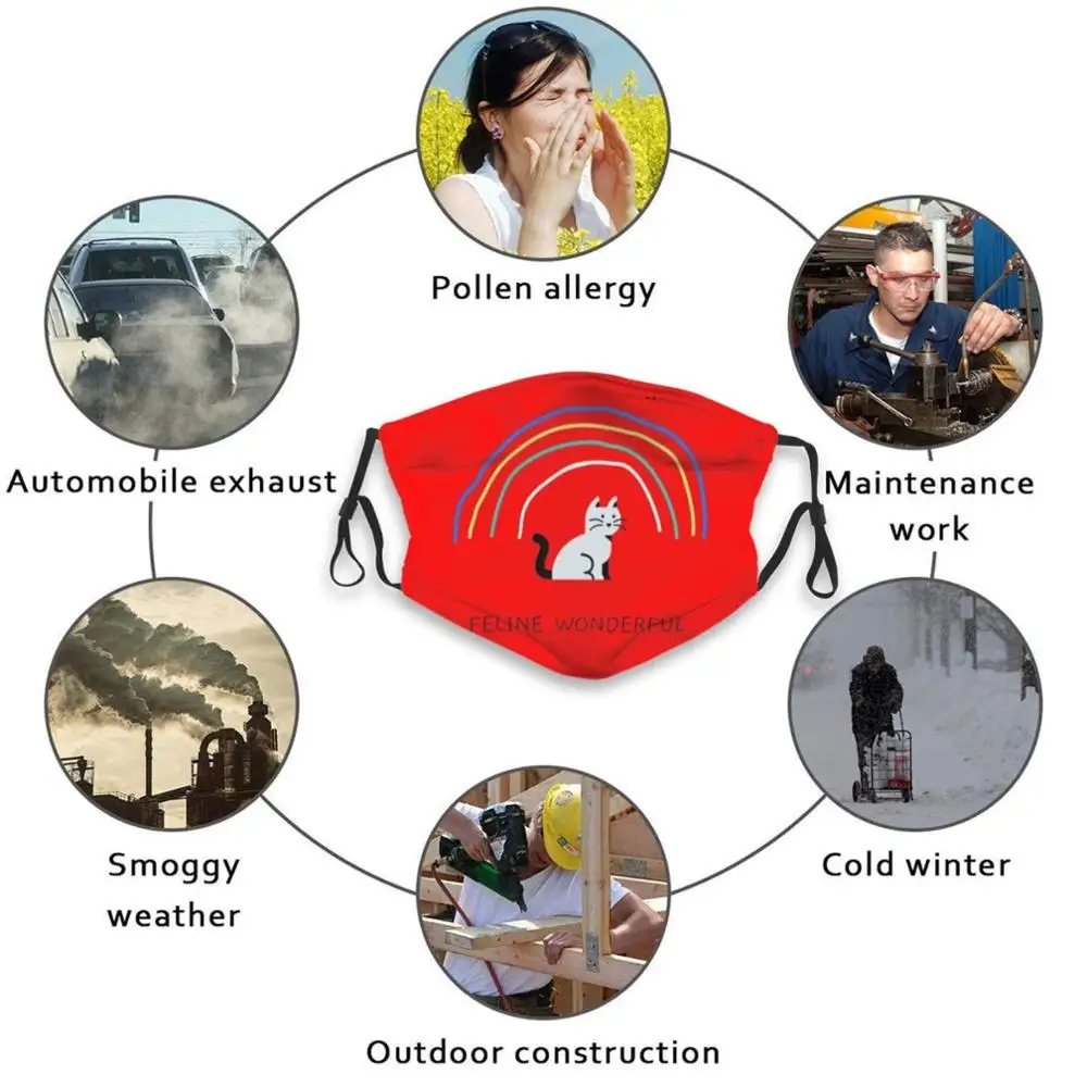 

Feline Wonderful - Cat Design Print Reusable Pm2.5 Filter DIY Mouth Mask Kids Cat Cute Cats Funny Animal Kitty Kitten Animals