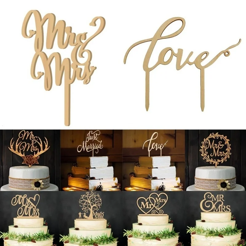 Свадебный торт Топпер декоративные Персонализированные Деревянный С Днем