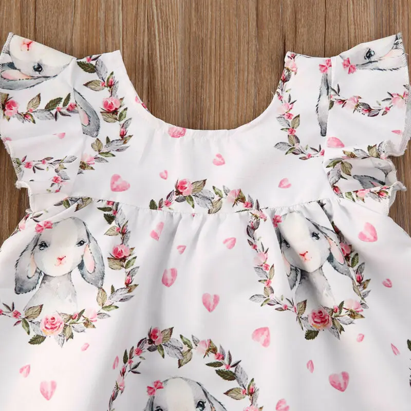 Одежда для маленьких девочек Милое детское пасхальное платье с рисунком кролика