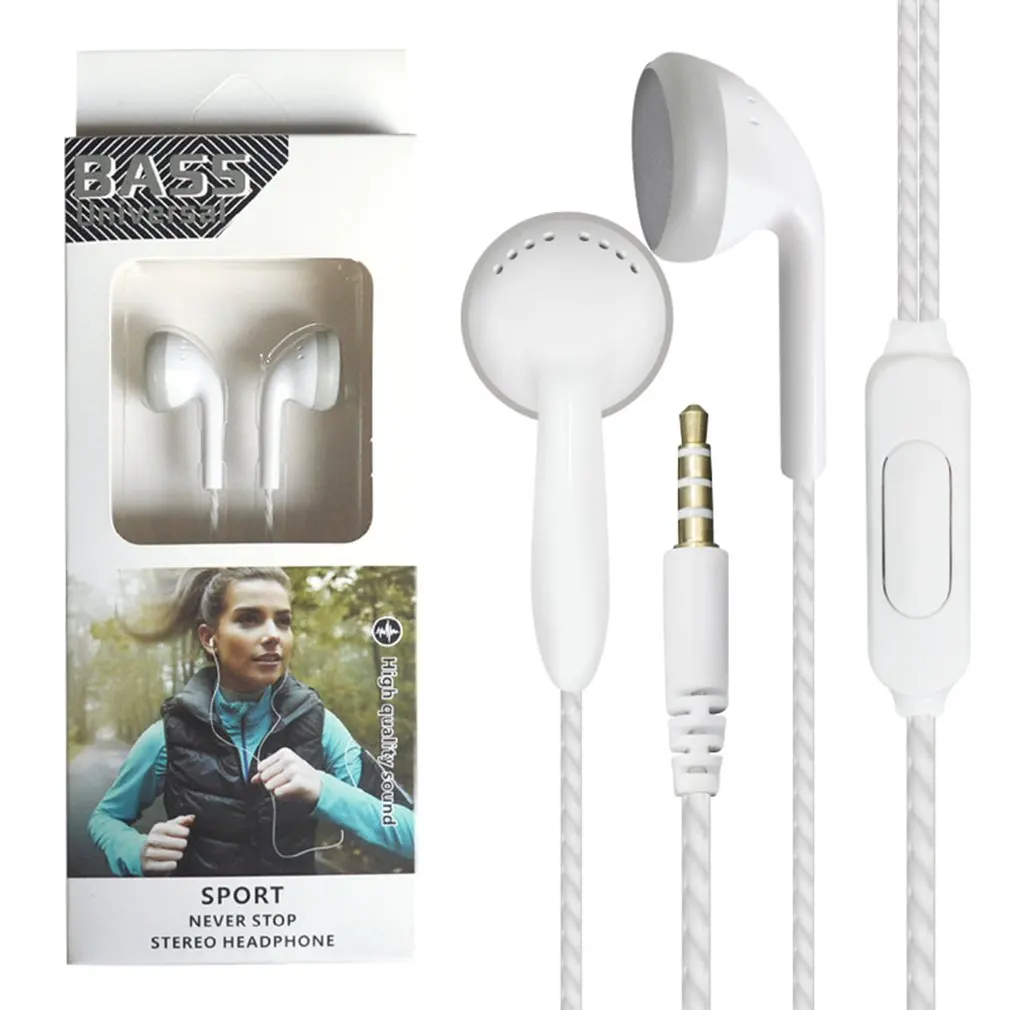 Прямые вставные наушники типа Pearl Line с плоской головкой спортивные для