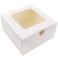 white kraft paper color bakery cookie cake pies boxes with windows package decorative box for food gifts box packaging bag