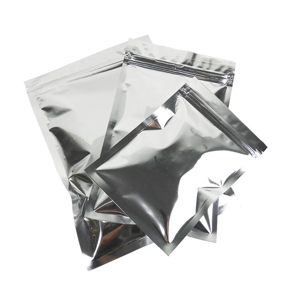 

100Pcs Resealable Aluminum Foil Zip Lock Packaging Bag Food Snack Mylar Storage Pouches Powder Dry Flower Zipper Tear Notch