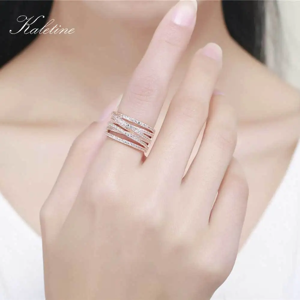 925 Solid Silver Ring Kaletine KLTR019 Grade AAA Zircons Micro Pave Setting Woman Rings | Украшения и аксессуары