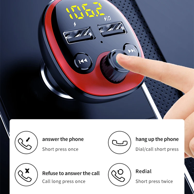 Автомобильный комплект с fm передатчиком bluetooth модулятор громкая связь 5 0 mp3 плеер