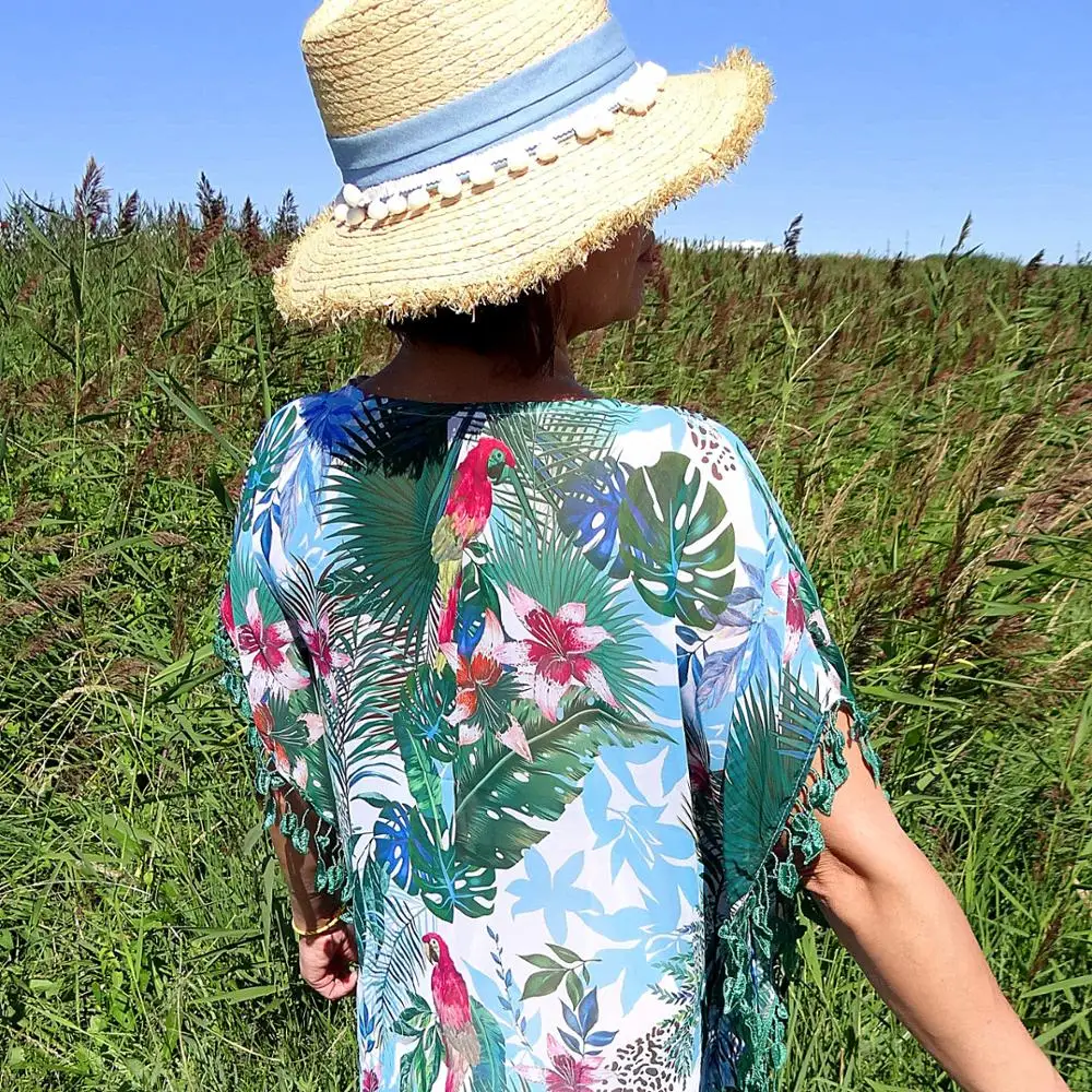 

2021 Tunic for Beach Bathing suit cover ups Chiffon Beach Dress Women Beachwear Bikini cover up Saida de Praia #Q523