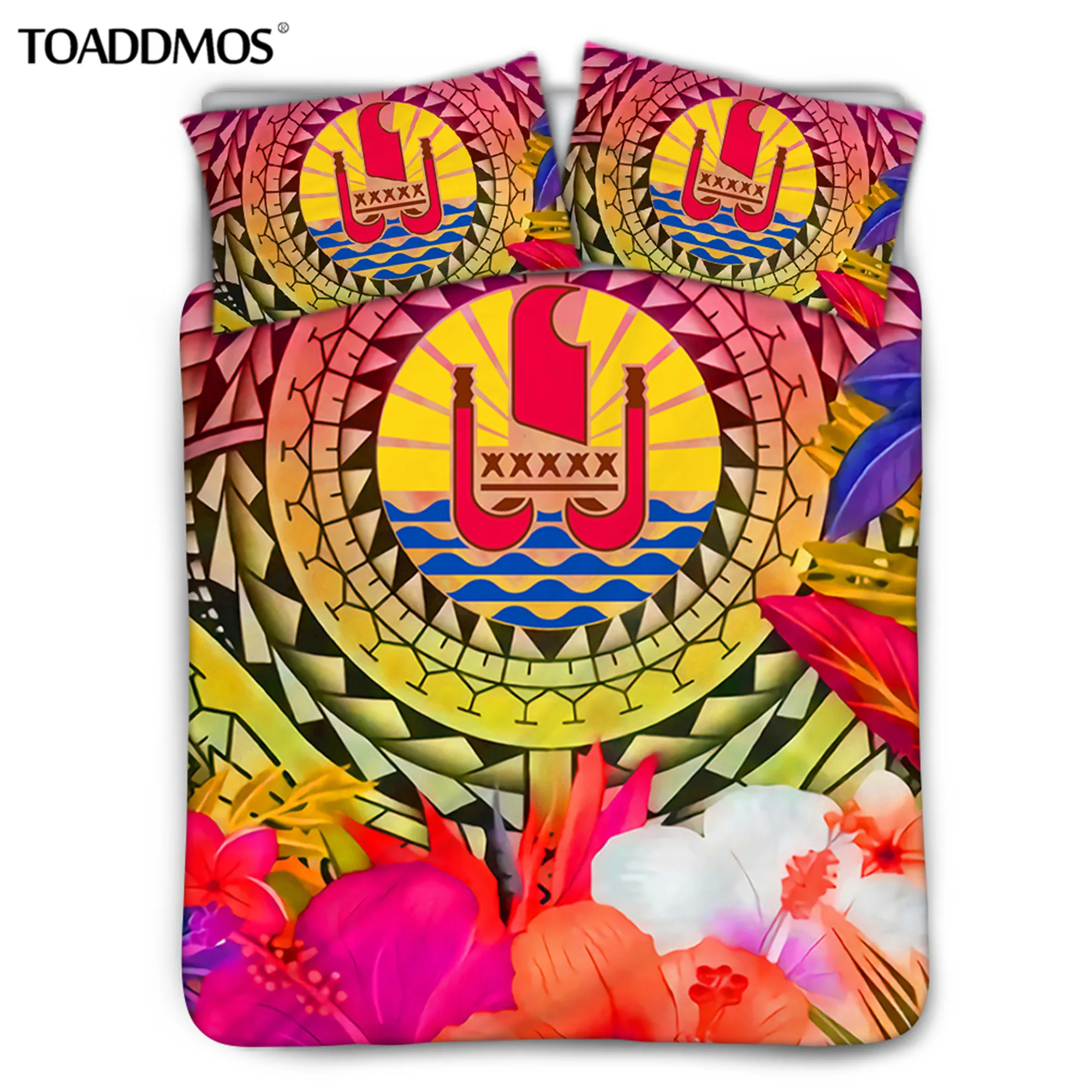 

Комплект комфортного постельного белья TOADDMOS на Таити, гибискус, полинезийский узор, пододеяльник и наволочка, наборы, Премиум пододеяльник и наволочка