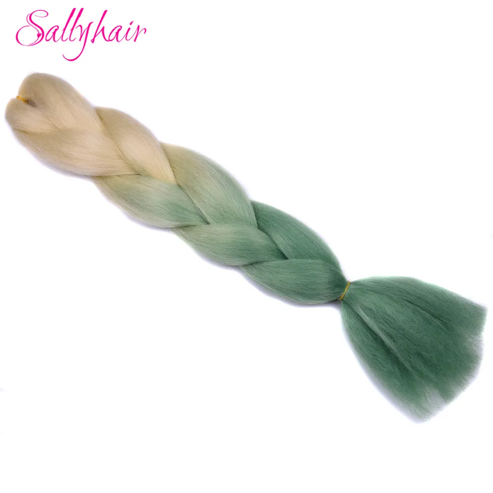 Sallyhair, 24 дюйма, Омбре, плетение волос, 2 тона, черный, винно-красный цвет, огромные косички, высокотемпературное волокно, синтетические волосы для наращивания - Цвет: Омбре