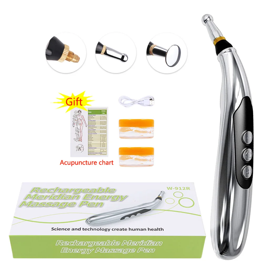 Лазерная акупунктура с 3 головки электронный меридианная энергетическая ручка USB