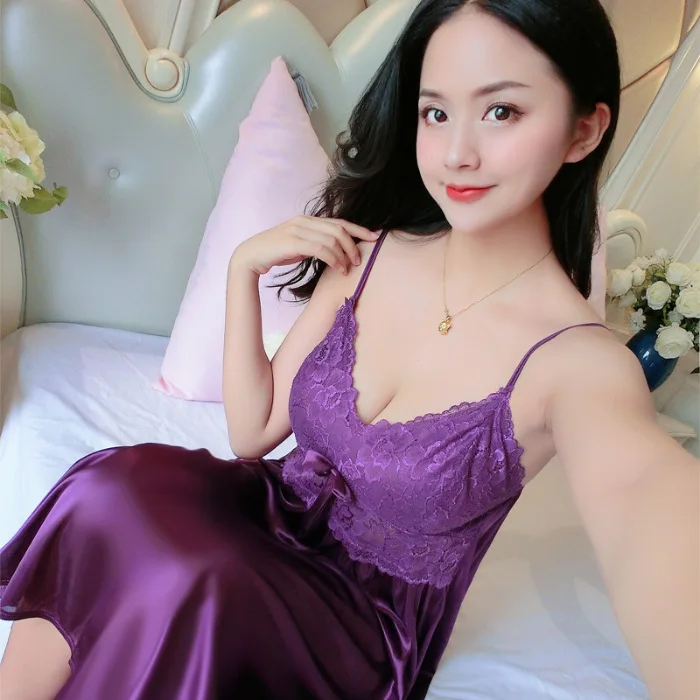 2021 Summer New Girls' Nightdress Women's Sexy Loose Ice Silk Suspender Nightdress Home Clothes Night Dress Women Sleepwear
