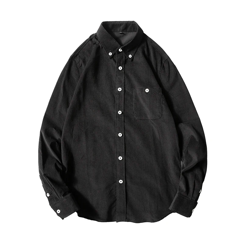 

2021 Spring and Autumn New Fashion and Leisure Men's Solid Single Breasted Slim Corduroy Long-sleeved Men's Shirts