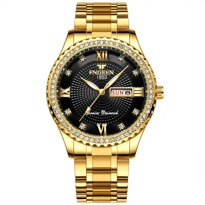 

Luxury men's quartz watch brand steel calendar 30 meters Rolexable waterproof men's quartz watch gold clock relogio masculino