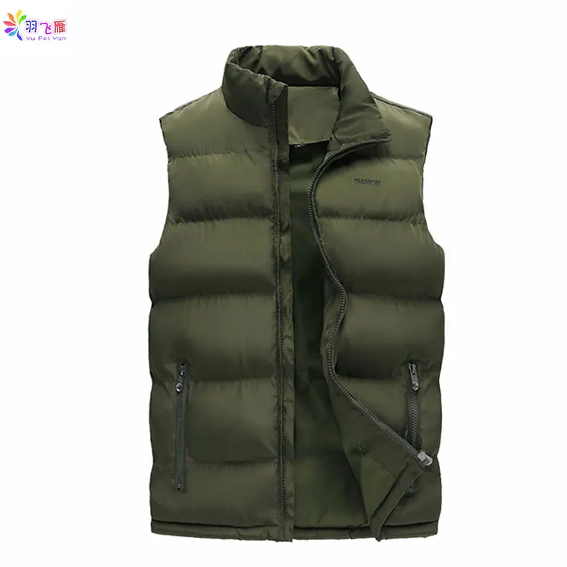 

Autumn Winter Mens Sleeveless Jacket Cotton Casual Mens Vest Solid Color Black Big Size 6XL Thick Vest Sleeveless Jacket Gilet