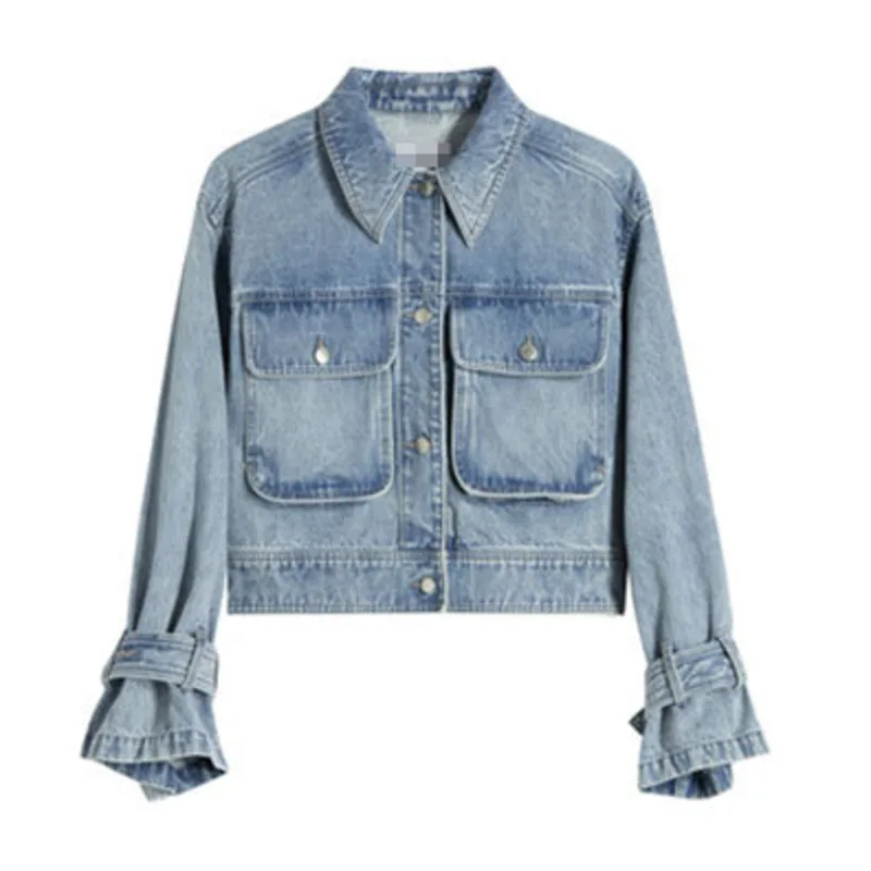 

GVUW Denim women's jackets 2021 Summer New Bandage Stereo Pocket Jacket for summer crop loose fit fashion tide AI1170