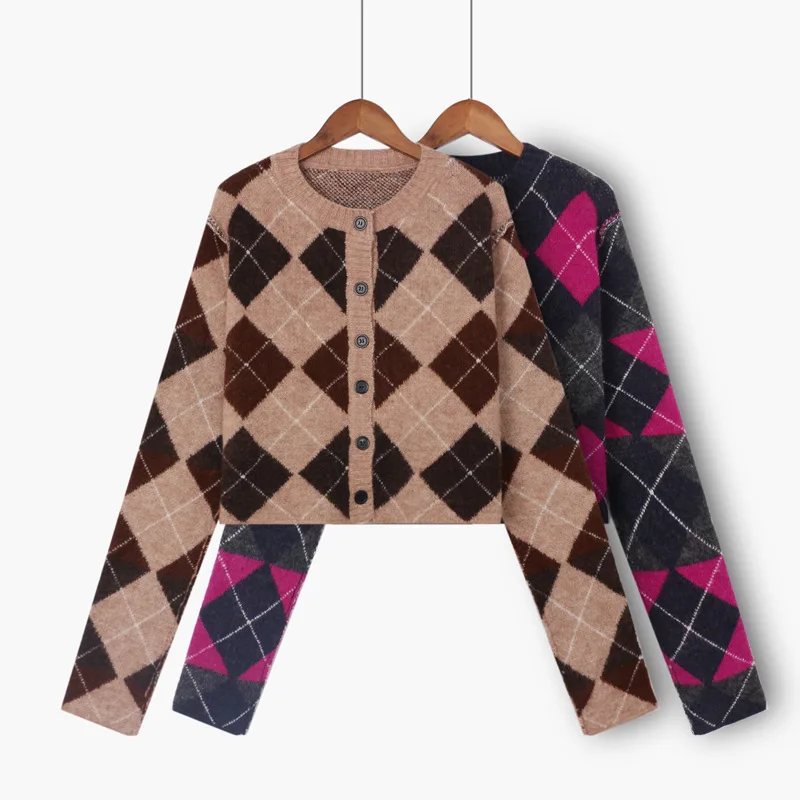 

Свитер женский вязаный с круглым вырезом и длинным рукавом, Осень-зима, 2021