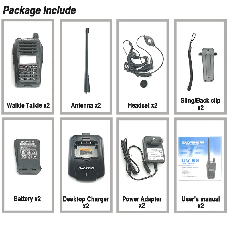 2 шт. Baofeng UV-B6 иди и болтай Walkie Talkie “иди 5 Вт Samll Размеры Ham Радио Comunicador Портативный