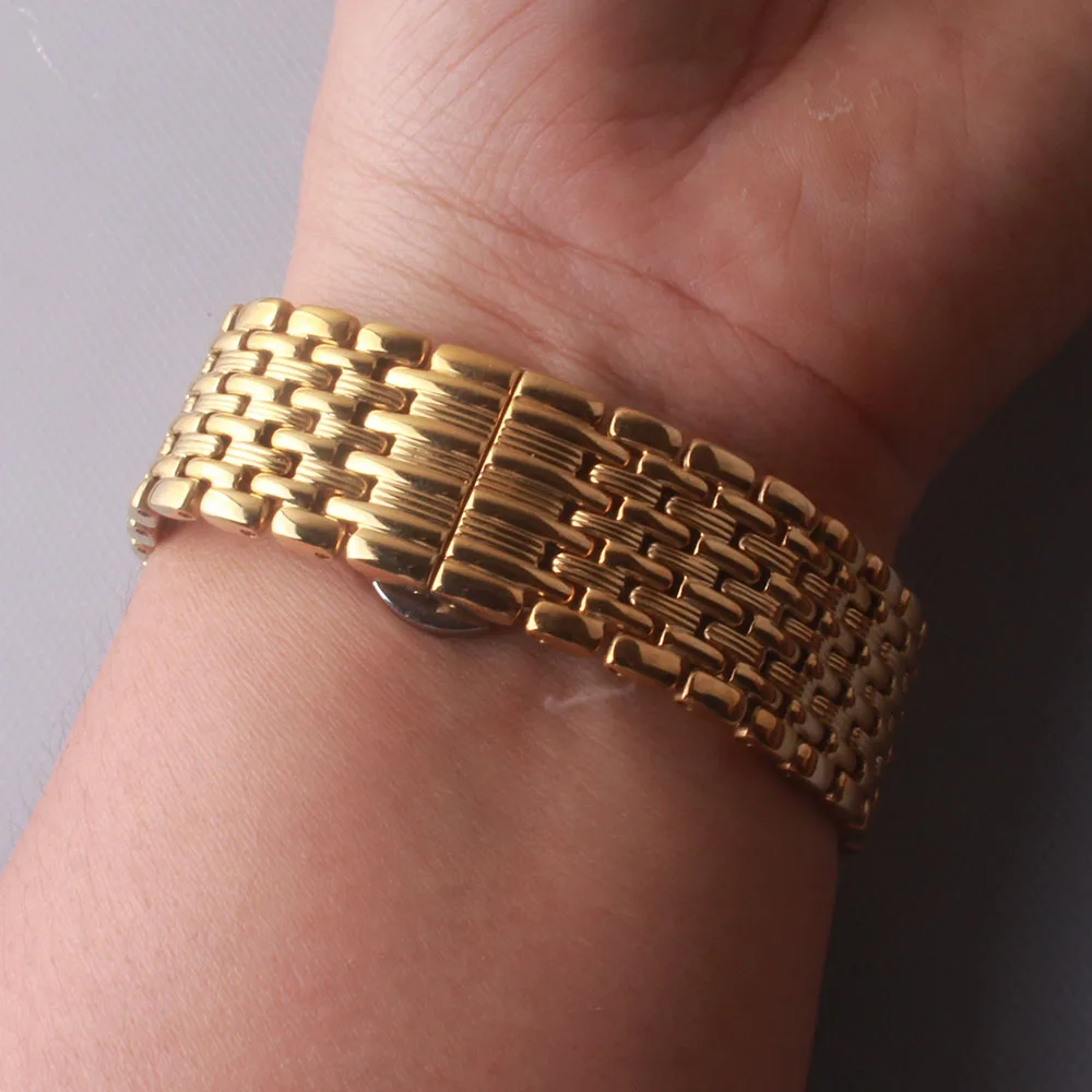 

14mm 16mm 18mm 20mm 22mm High Quality 316L Stainless Steel Watchbands Gold Bracelet Thin Solid links Band for L4 Watch Men&Women