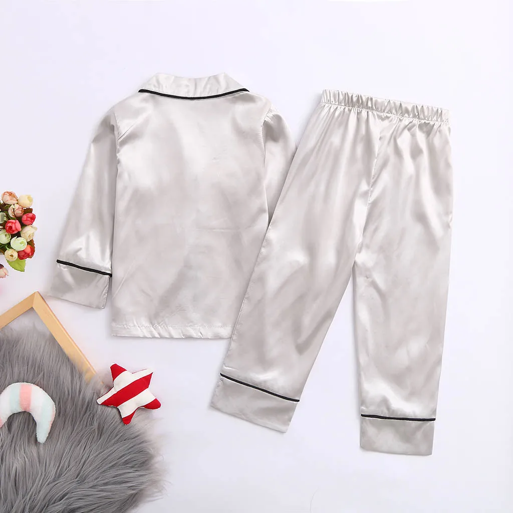 Kids Pajamas Sleepwear Outfits Set Autumn Winter Toddler Baby Boy Girl Long Sleeve Tops Pants | Детская одежда и обувь