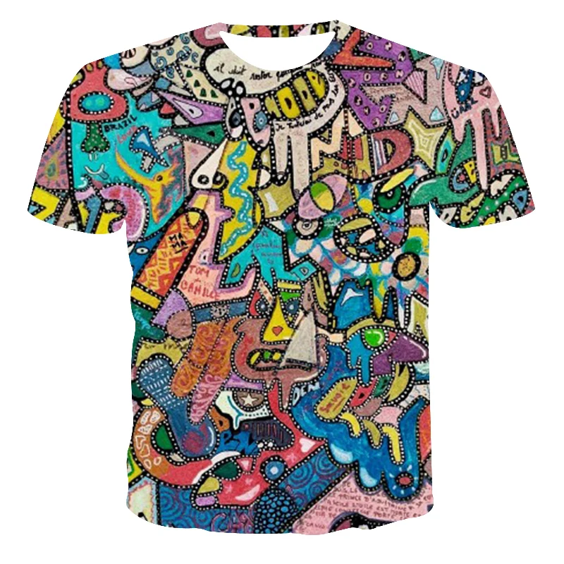 

Character Abstract Oil Painting 3d Printing Men's T-shirt New T-shirt High-quality Men And Women Round Neck Short Sleeve